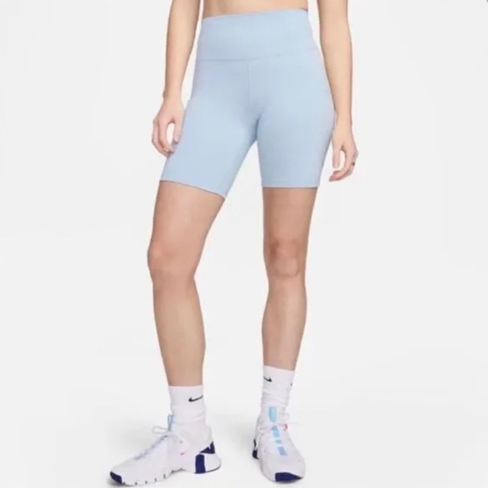 NWT Nike One Dri-Fit Blue High Rise 8” Length Athletic Biker Shorts